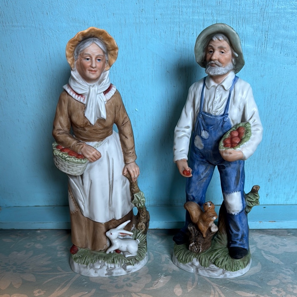 Home Interiors Homco #1409 Farmer &Wife Porcelain Figurine 1970’s vintage decor